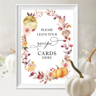 Póster Tarjetas de Recetas de Ducha de Novia de Otoño de 
