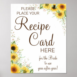 Póster Tarjetas de recetas de girasoles signo de juego pa