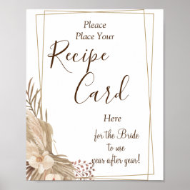 Póster Tarjetas de Recetas de hierba de Pampa signo de ju