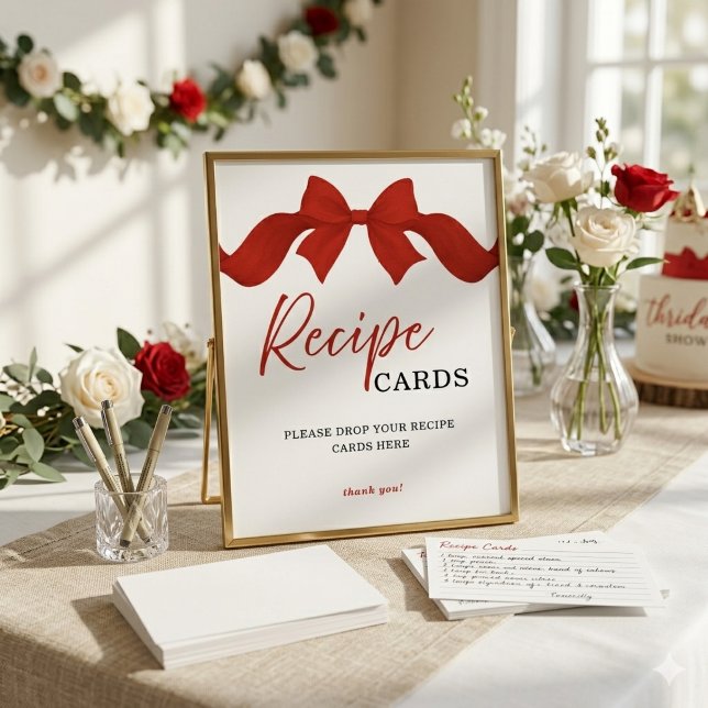 Póster Tarjetas de Recetas de Lazo Rojo Simple Letrero de (Subido por el creador)