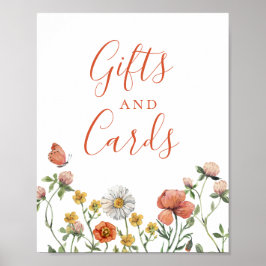 Póster Tarjetas de regalo florales de acuarela de flores
