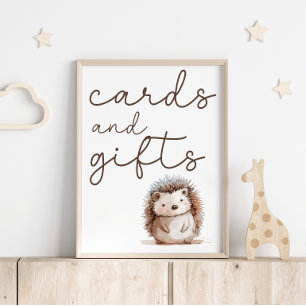 Póster Tarjetas de regalo para baby shower de erizo bebé