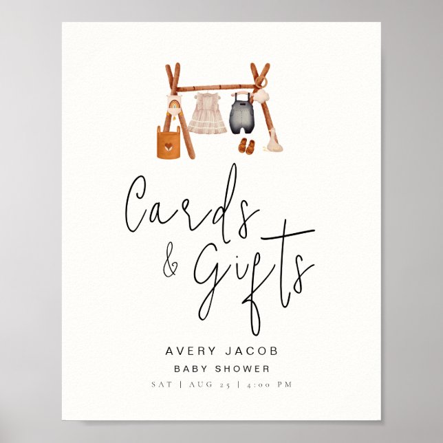 Póster Tarjetas de regalo Rótulo de ropa mínima de Boho B (Frente)