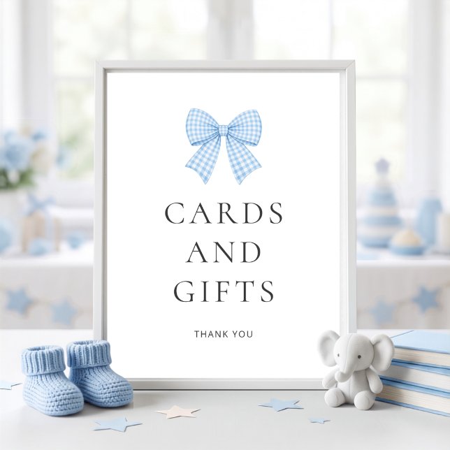 Póster Tarjetas de regalos con lazo de gingham azul para  (Subido por el creador)
