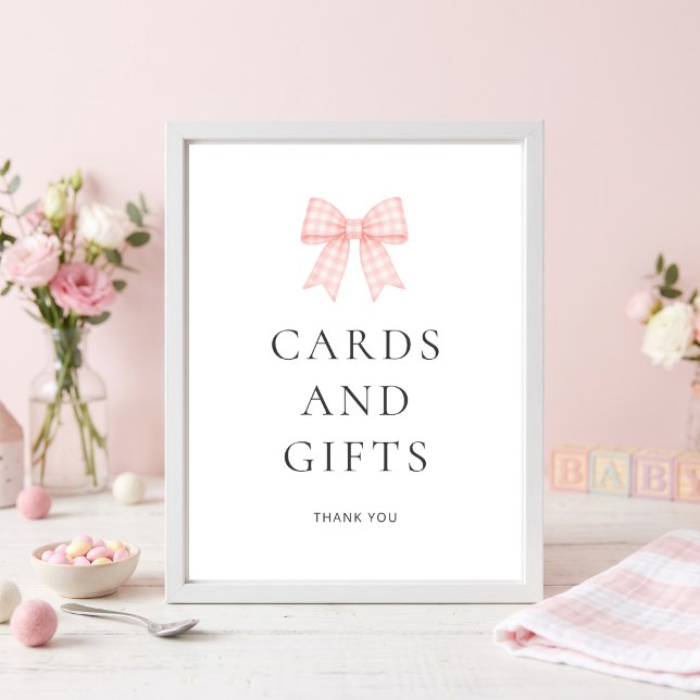 Póster Tarjetas de regalos con lazo de gingham rosa para  (Subido por el creador)