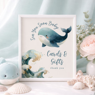 Póster Tarjetas de regalos de ballena Sea You Soon Baby S