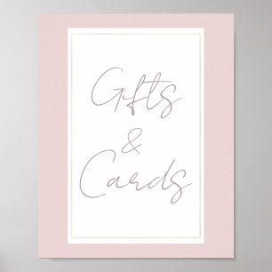 Póster Tarjetas de regalos de boda modernas rosa y oro