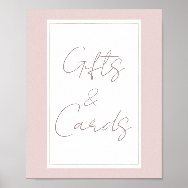 Póster Tarjetas de regalos de boda modernas rosa y oro (Frente)