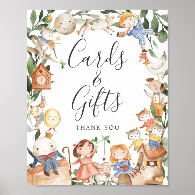 Póster Tarjetas de rimas infantiles para baby shower y le (Frente)