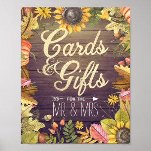 Póster Tarjetas de Rótulo boda y regalos Calabazas de hoj