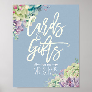 Póster Tarjetas de Rótulo y regalos de boda Sucultores de