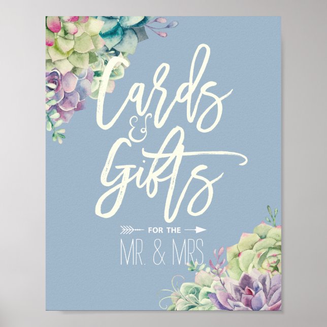 Póster Tarjetas de Rótulo y regalos de boda Sucultores de (Frente)