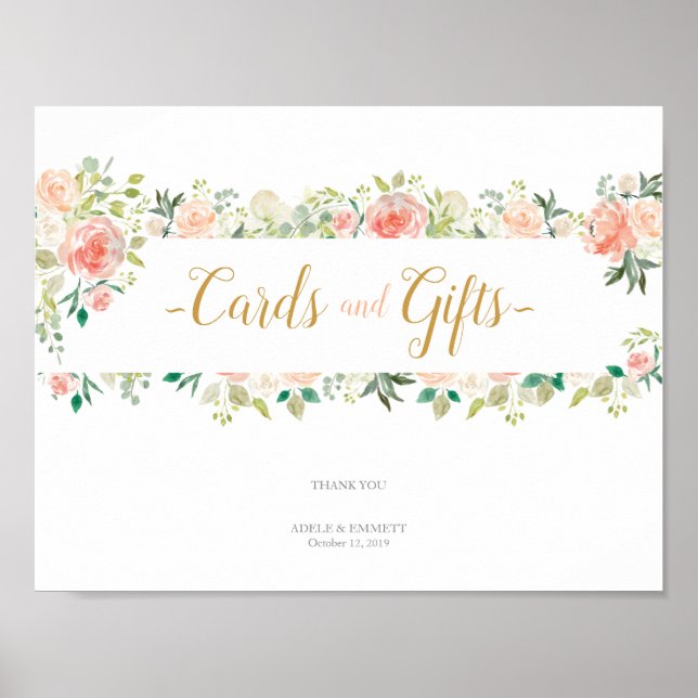 Póster Tarjetas de Rótulo y regalos para bodas | Rosas de (Frente)