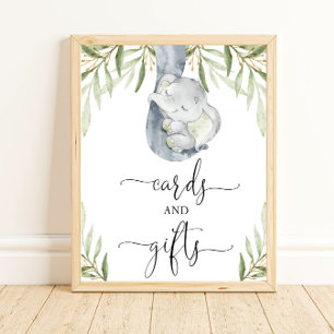 Póster Tarjetas de safari para elefantes y regalos, signo