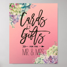 Póster Tarjetas de señaligen de boda y regalos Suculentas