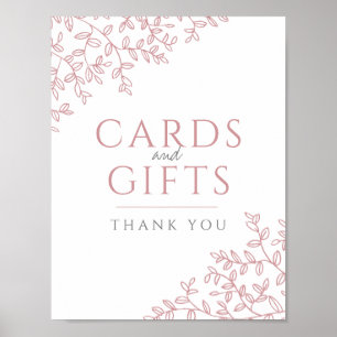 Póster Tarjetas de señalización y regalos del boda de hoj