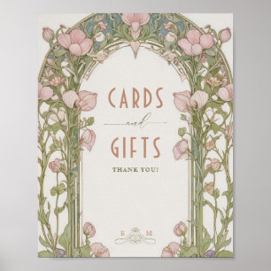 Póster Tarjetas de Sweet Peas y Letrero de Regalos Art No