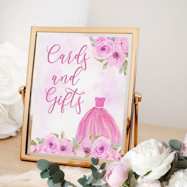 Póster Tarjetas de vestir y regalos para princesas de oro (Cards and Gifts Poster from my Galaxy Floral Princess Quinceanera collection)