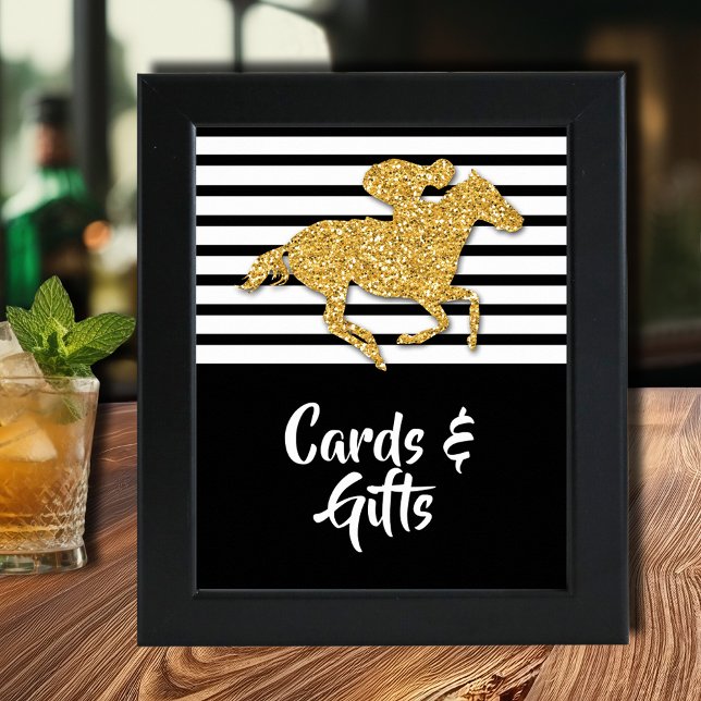 Póster Tarjetas Derby Racehorse Gold (Gold racehorse Derby Cards & Gifts poster INSTANT DOWNLOAD and/or PRINTED, (frame not included))