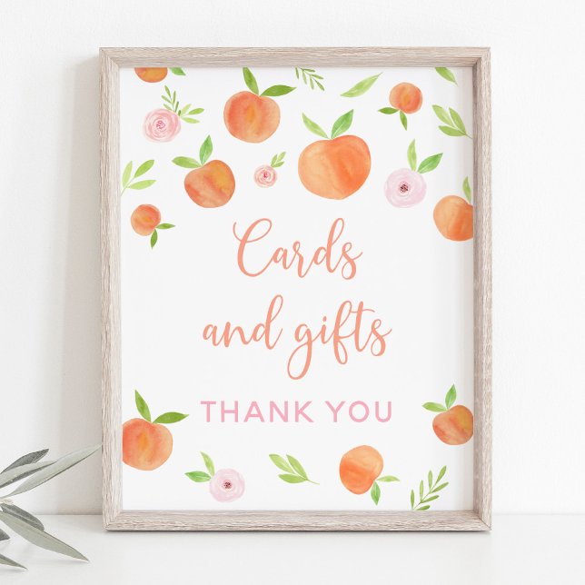 Póster Tarjetas Floral Peach y Regalos Rótulo de cumpleañ (Subido por el creador)