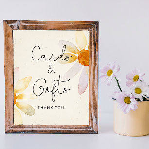Póster Tarjetas florales de acuarela de flores silvestres