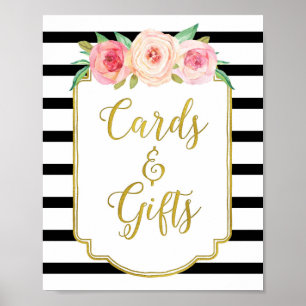 Póster Tarjetas florales de acuarela rosa oro negro Regal