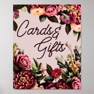 Póster Tarjetas florales y regalos Rótulo Boda