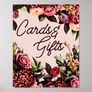 Póster Tarjetas florales y regalos Rótulo Boda