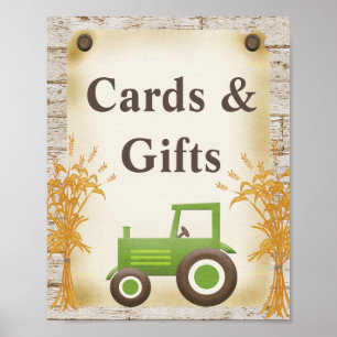 Póster Tarjetas Green Tractor y Regalos Rótulo Baby Showe