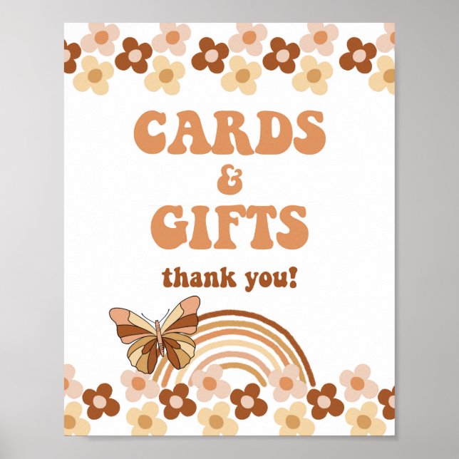 Póster Tarjetas Groovy y regalos Letrero de ducha Hippie  (Frente)