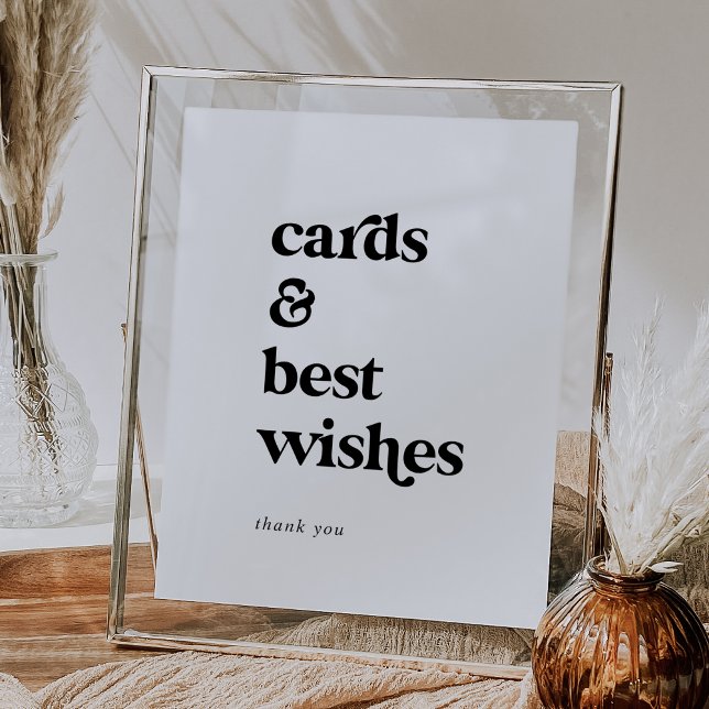 Póster Tarjetas modernas de tipografía negra y Rótulo de  (Modern Black Typography Cards and Best Wishes Sign)