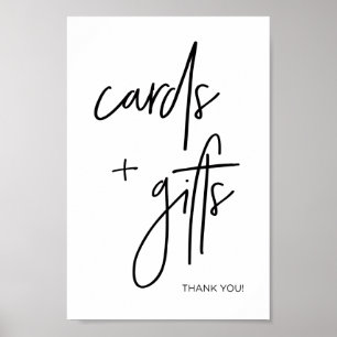 Póster Tarjetas modernas en blanco y negro + Rótulo Boda