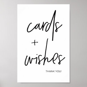 Póster Tarjetas modernas y deseos de Rótulo bien Boda