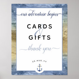 Póster Tarjetas Nautical Blue & Gold y regalos #Boda