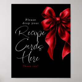 Póster Tarjetas Recetativas Red Bow Bridal Shower Rótulo