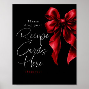 Póster Tarjetas Recetativas Red Bow Bridal Shower Rótulo