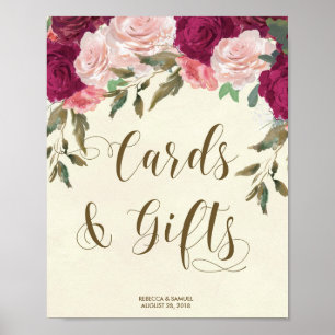 Póster Tarjetas Regalos bodas señas flores rosadas de mar