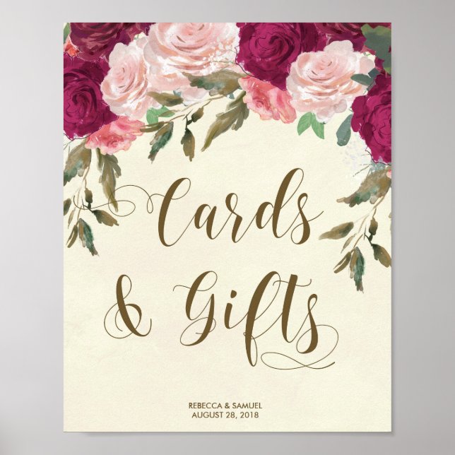 Póster Tarjetas Regalos bodas señas flores rosadas de mar (Frente)
