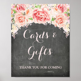 Póster Tarjetas Regalos Letrero Rosa Acuarela Floral Piza