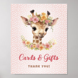 Póster Tarjetas Regalos Mesa Girafa Safari Niña Ducha