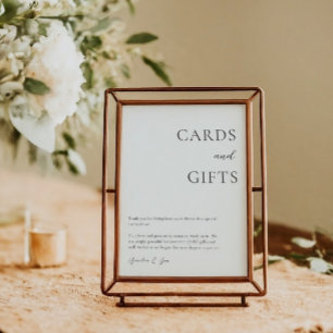 Póster Tarjetas Regalos Mesa Gracias Elegante Blanco Negr