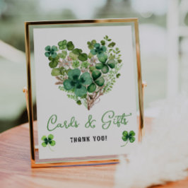 Póster Tarjetas Shamrock y regalos de Baby Shower con enc