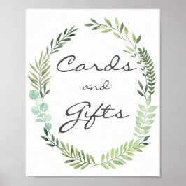 Póster Tarjetas Wreath De Acuarela Y Poster Boda De Regal