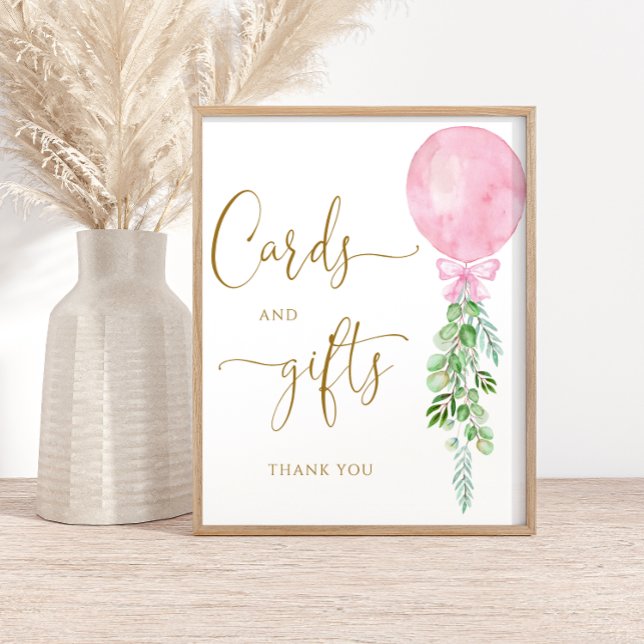 Póster Tarjetas y regalo de eucalipto con globo rosa (Subido por el creador)