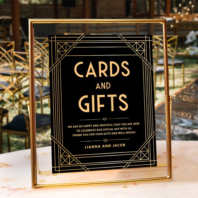 Póster Tarjetas y regalos Art Deco Rótulo Boda de oro neg (Subido por el creador)