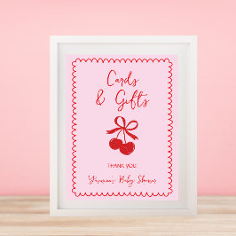 Póster Tarjetas y regalos Baby Shower con mano de cerezo
