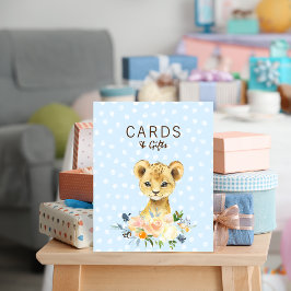 Póster Tarjetas y regalos Baby Shower Lion Cub Floral Azu