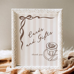 Póster Tarjetas y regalos Bebe Cafe Lazo Marrón Dibujado 