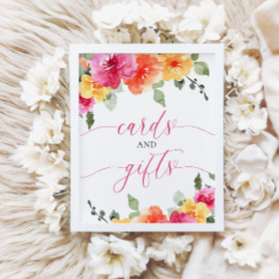 Póster Tarjetas y regalos bebé ducha colorida floral