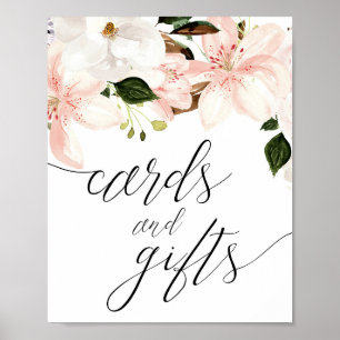 Póster Tarjetas y regalos bebé signo de ducha rosa floral
